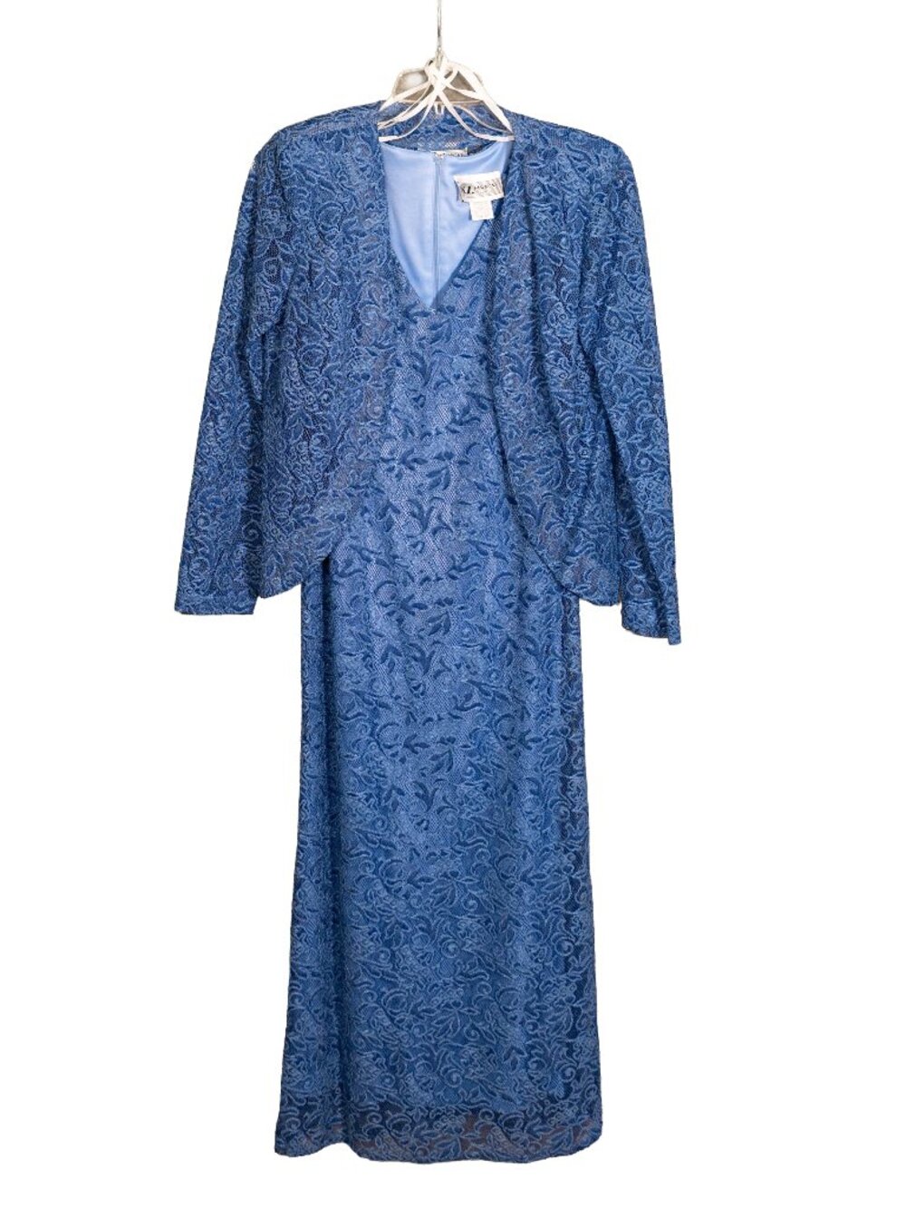 Like New Vintage SL Fashions Blue Lace Formal Gown w/ Top - 6P